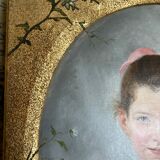 Portrait young girl in pink , signed G.Laperrière june 1888