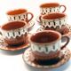 Lot de 5 tasses et leurs soucoupes en céramique artisanale de Bulgarie