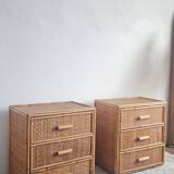 Pair of rattan bedside tables circa the 1970s.