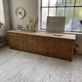 XL oak counter, trade furniture with multi-drawers