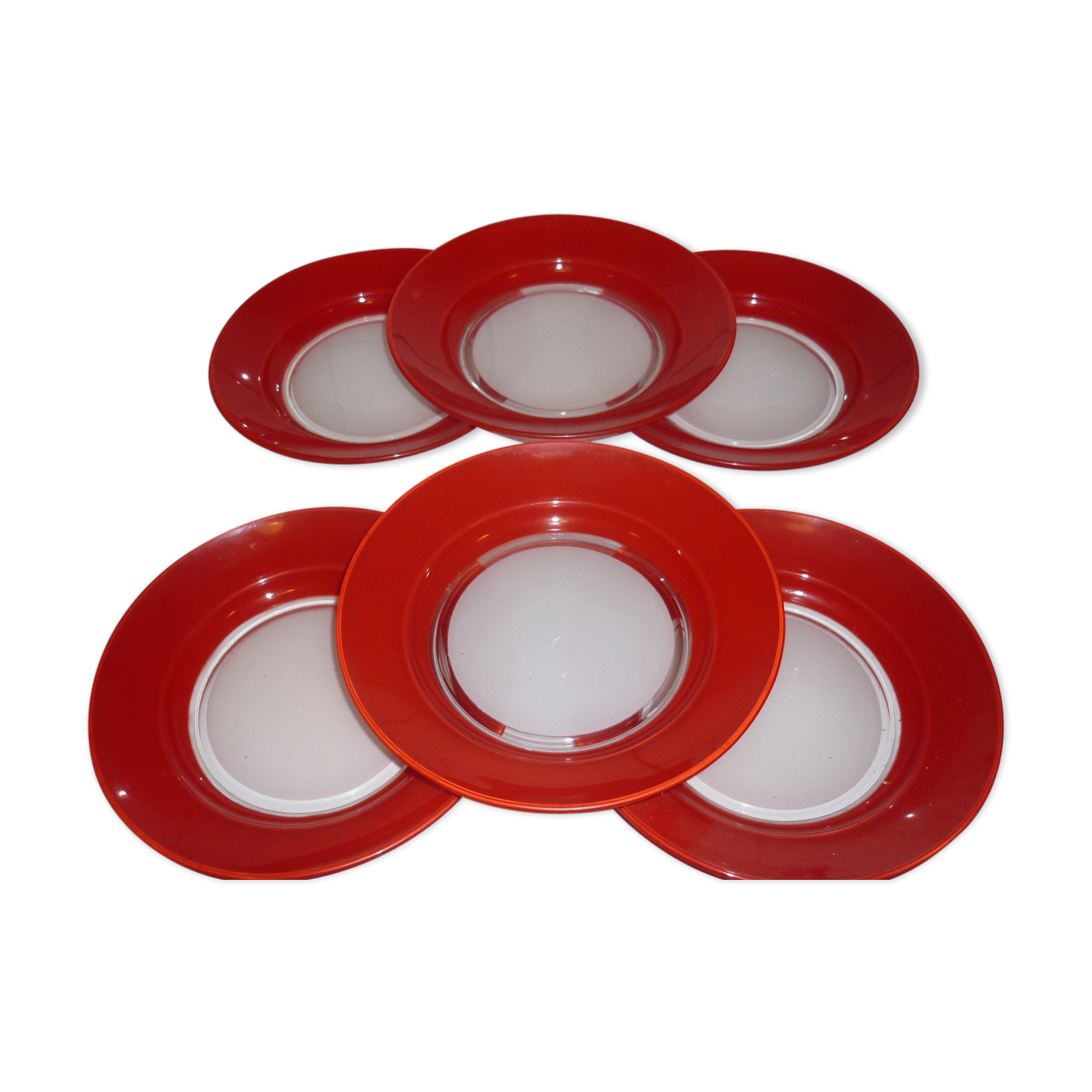 Lot de 6 assiettes creuses rouge Duralex