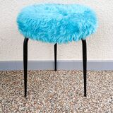 Tabouret moumoute bleue