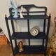 Small vintage shelf reimagined in midnight blue & gold, curiosity cabinet.