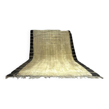 Grand tapis Mrirt béni, 100% laine vierge vintage, 4m x 3