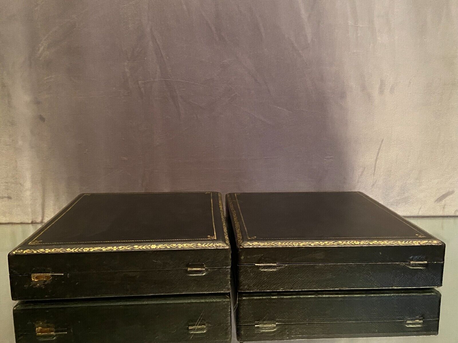 Paire de coffrets de rangement fin XIXe pour couverts argenterie