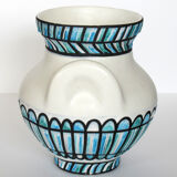 Earthenware "eared" vase by Roger Capron in Vallauris 50s