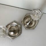 Pair of silver-plated metal candlesticks