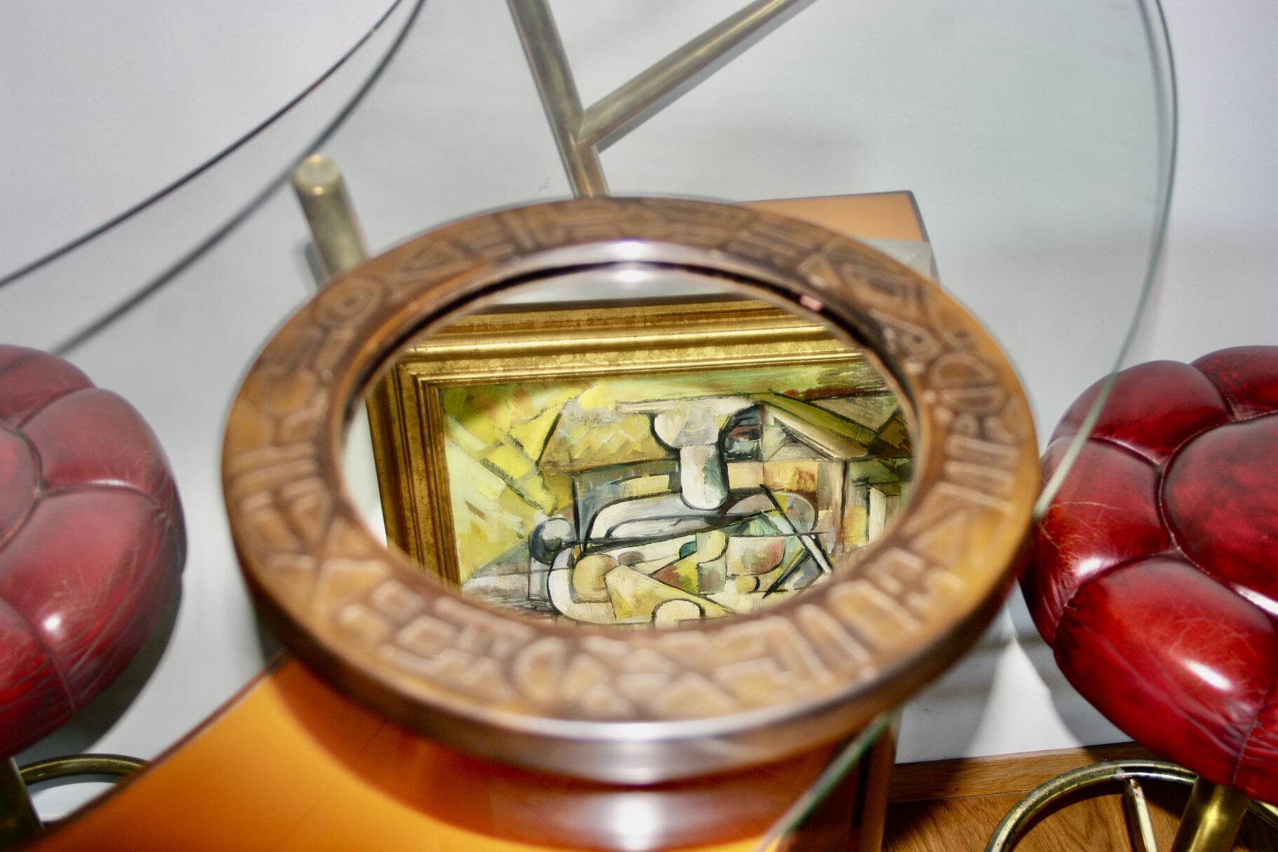 Vintage round copper mirror by marco fugeri 1960