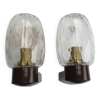 Pair of vintage RZB bathroom wall lights from the 70s in Germany