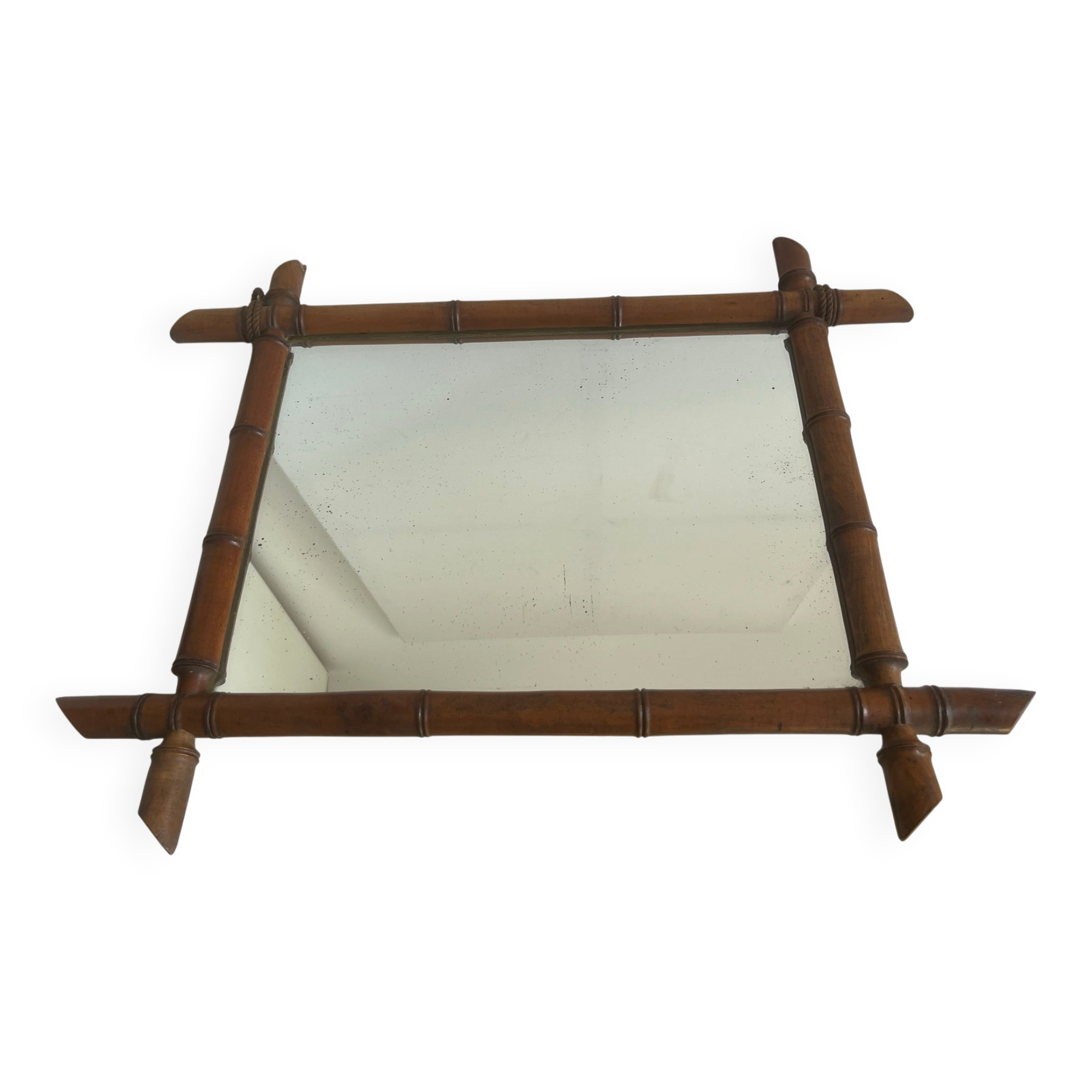 Large antique bamboo mirror