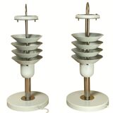 Pair danish scandinavian space age architectural table lamps