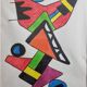 Abstract composition, original drawing signed Contreras, 1980s, 32 x 42 cm framed under glass