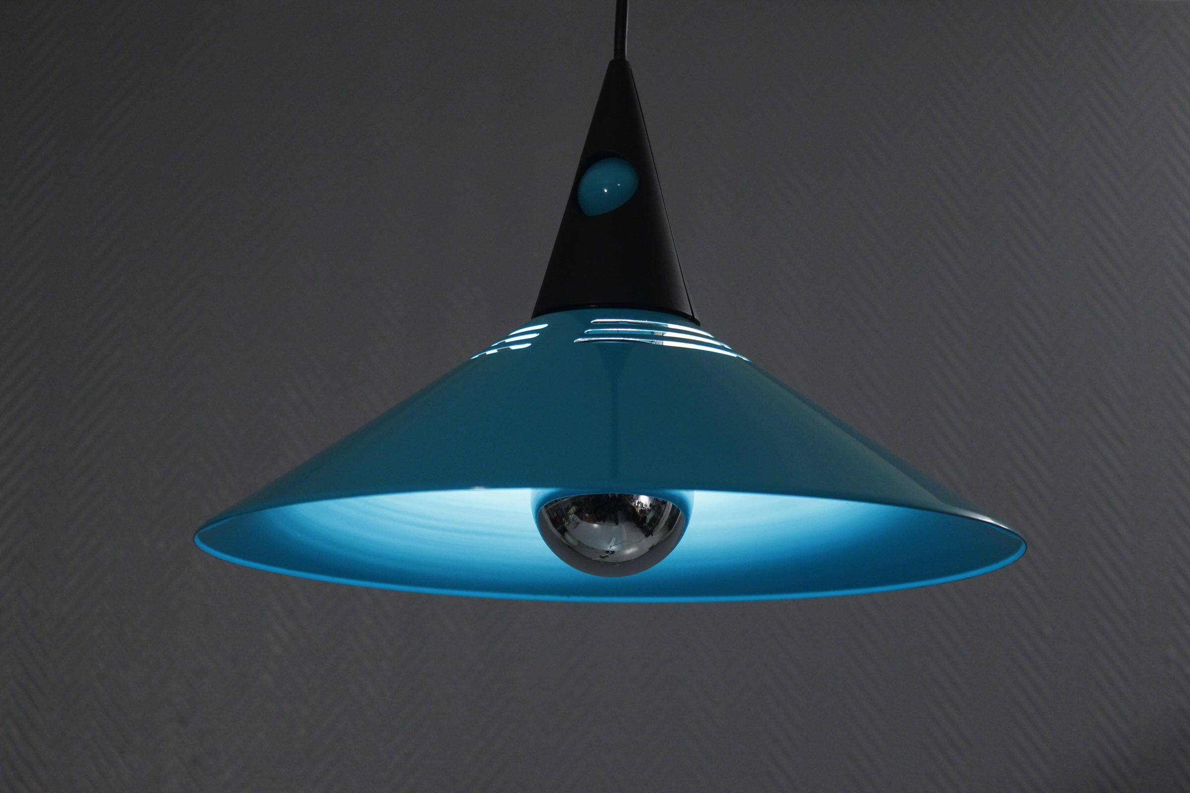 Post-modern suspension lamp Memphis metal & plastic design Brilliant 1980s