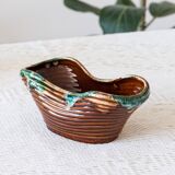 Old basket / tidy in enameled ceramic