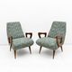 Pair of Italian Mid-Century Modern Armchairs with Sculptural Wooden Arms