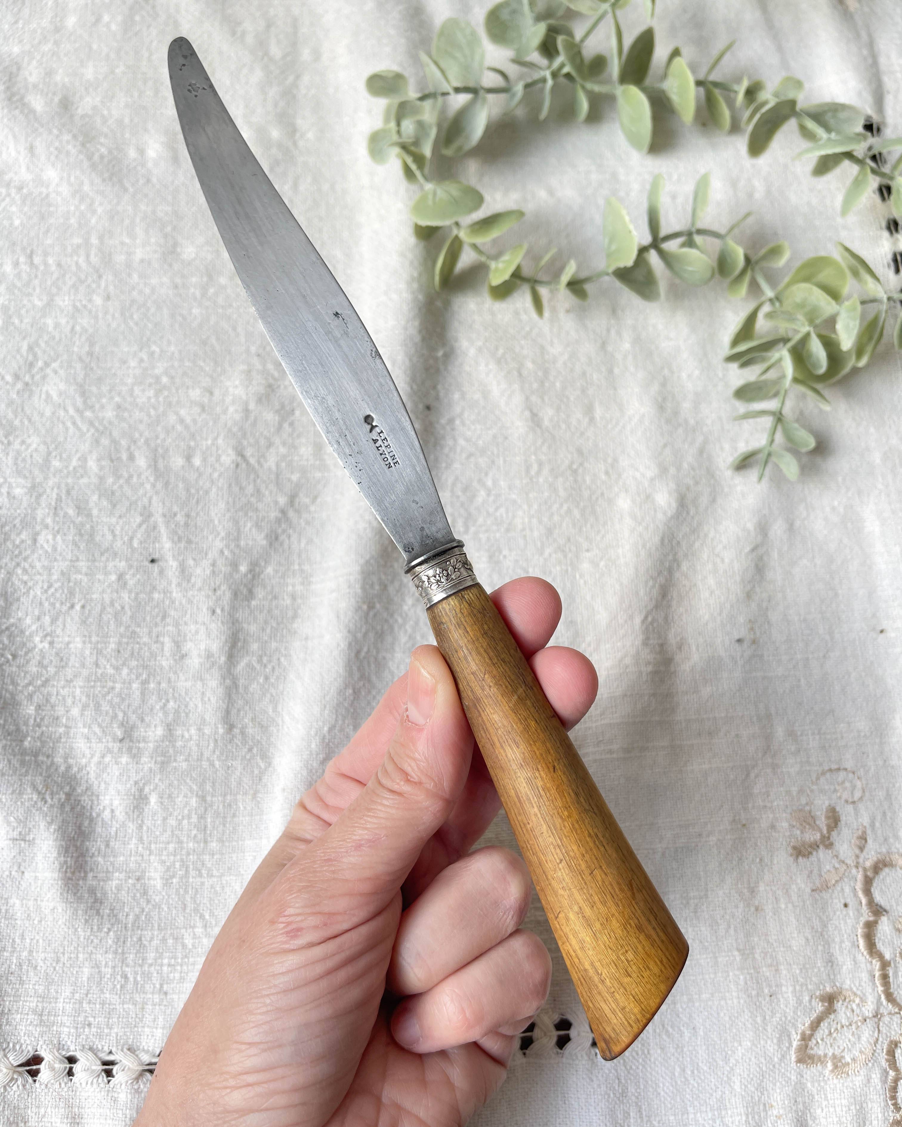 6 Vintage Horn Knives Silver Steel Blade LEPINE A LYON France 19th Century