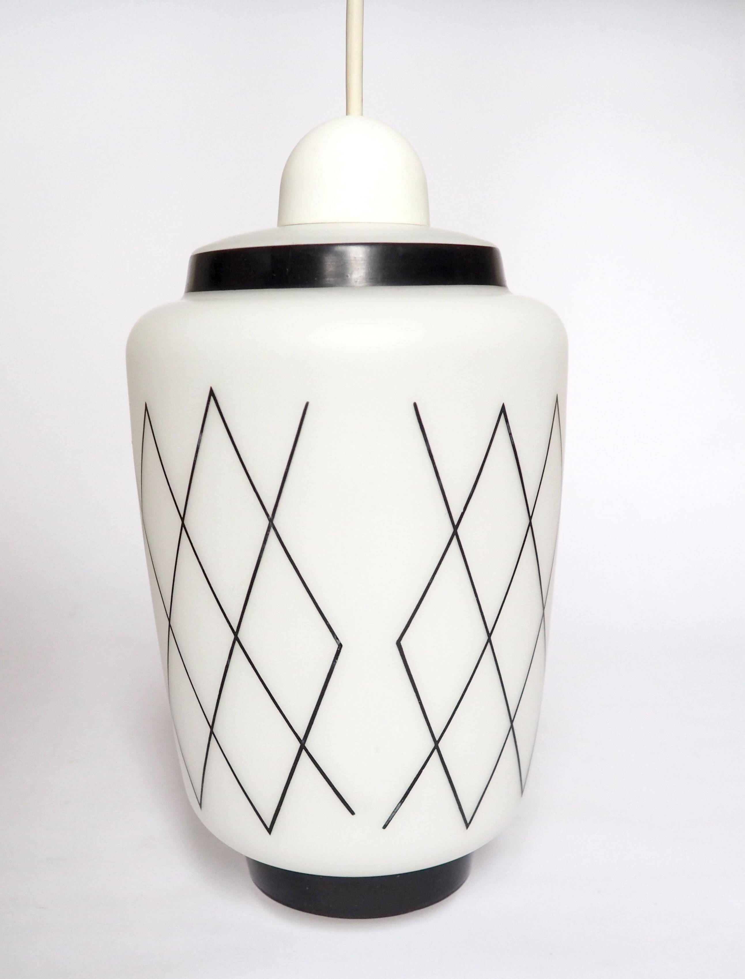 Black and white lantern suspension