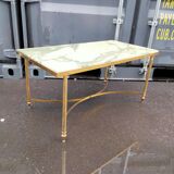 Old vintage gilded side table with marble top