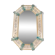 Venetian Octagonal Wall Mirror Hand-Carved in Murano Glass with Light Blue Finish