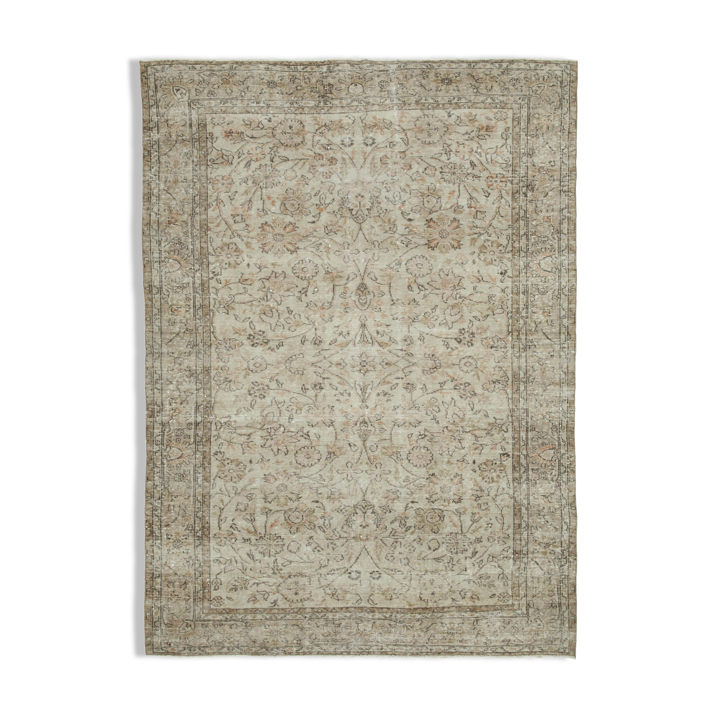 Hand-Knotted Rustic Turkish Beige Rug 196 cm x 267 cm - 36644