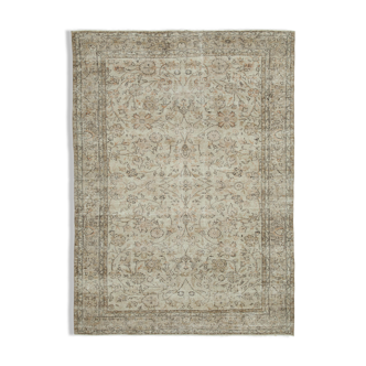 Hand-Knotted Rustic Turkish Beige Rug 196 cm x 267 cm - 36644