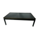 Coffee table laque Pierre Vandel 1980 metal black glass smokes