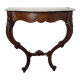 Console galbée ancienne style Louis XV en noyer