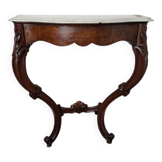 Console galbée ancienne style Louis XV en noyer