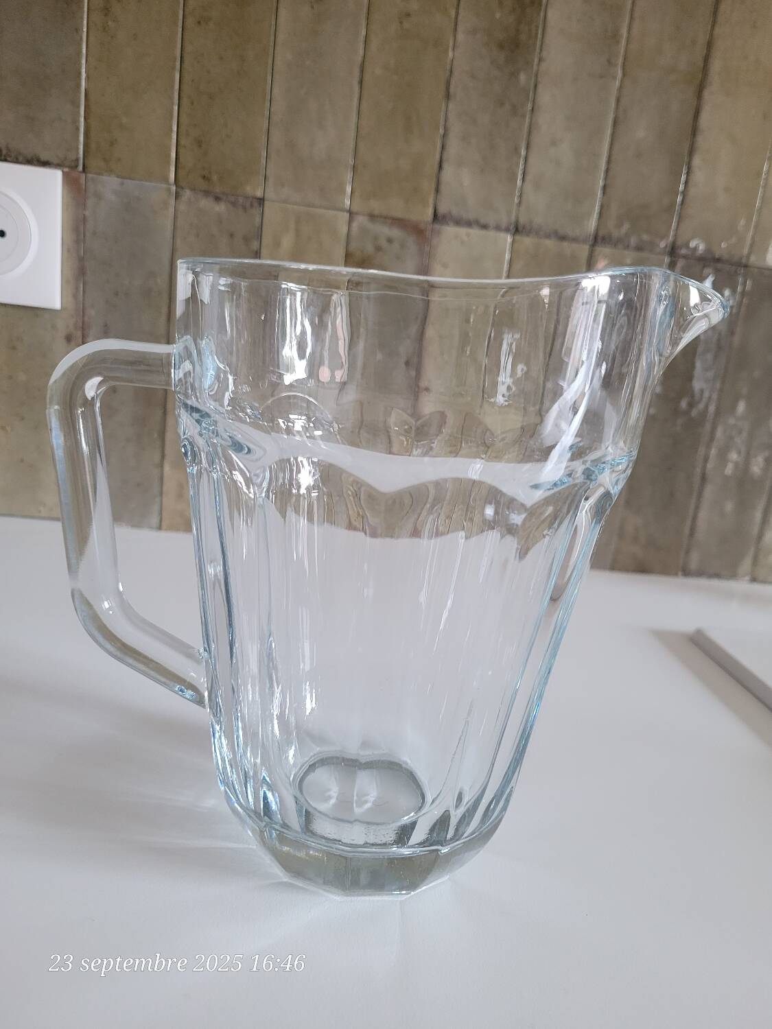 Thick glass pitcher