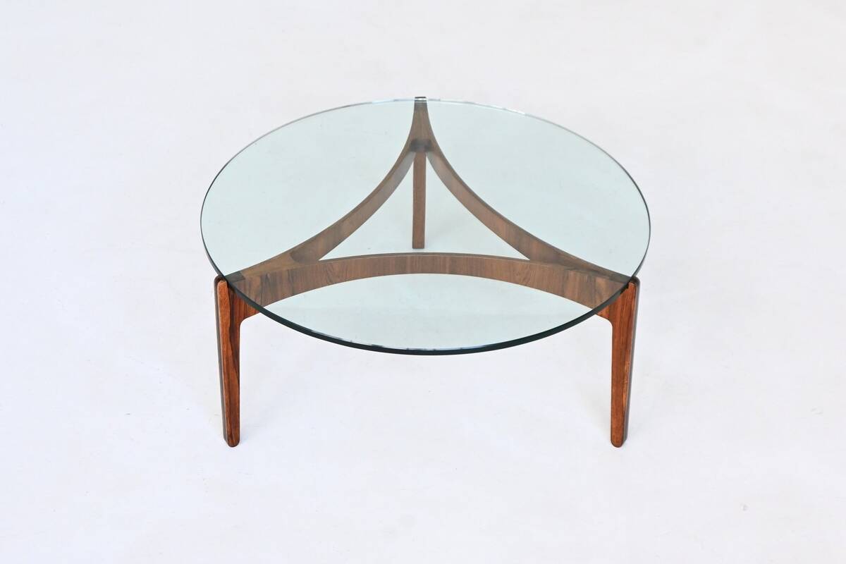 Sven Ellekaer sculptural coffee table rosewood Linneberg Denmark 1962