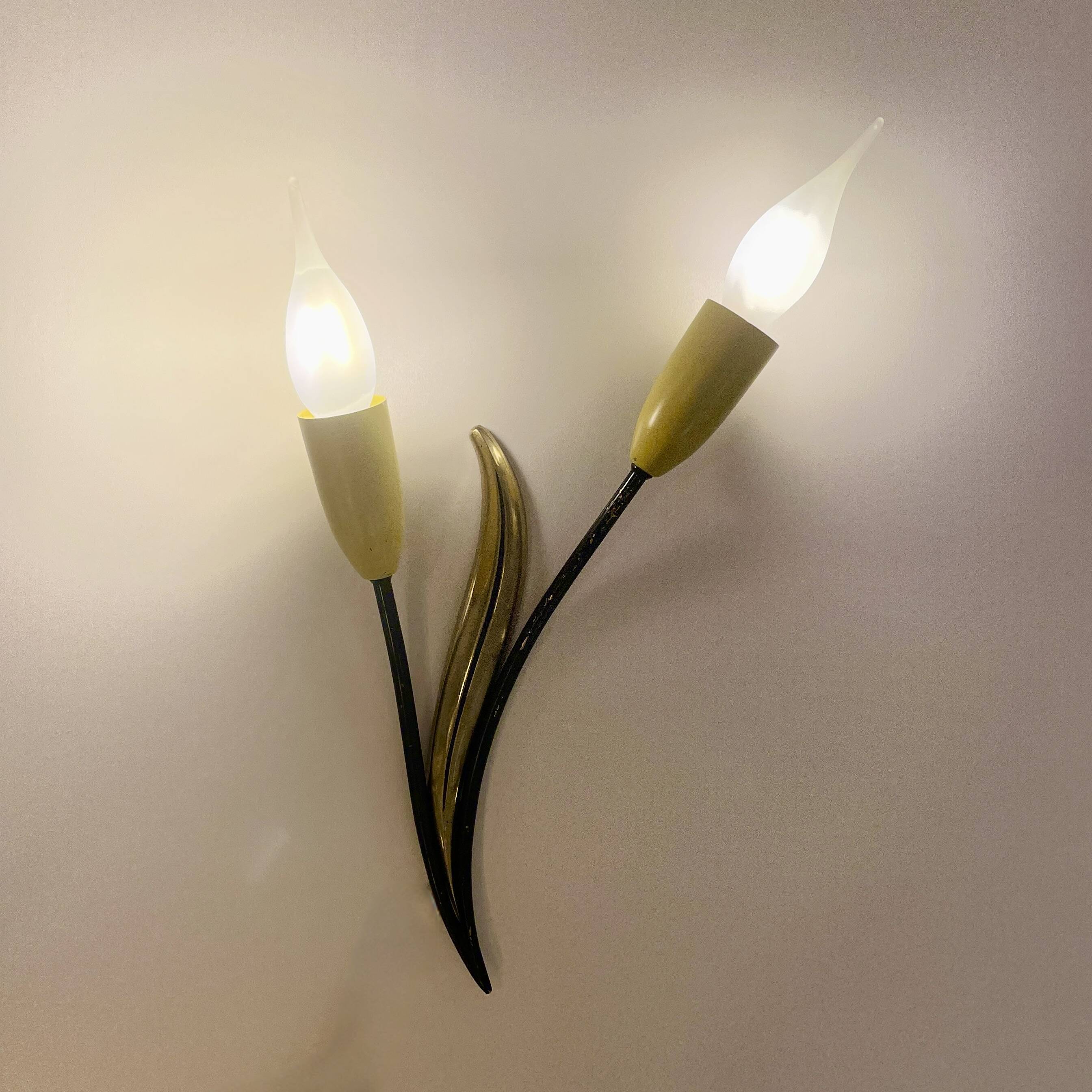 Mid-Century Floral Wall Lamps from 1950'