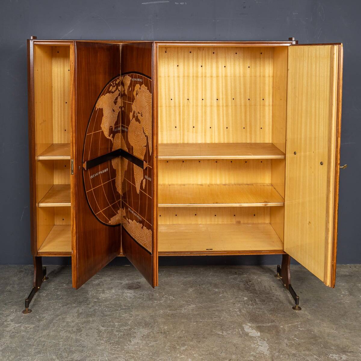 20thc italian stylised "map of the world" cabinet c.1950