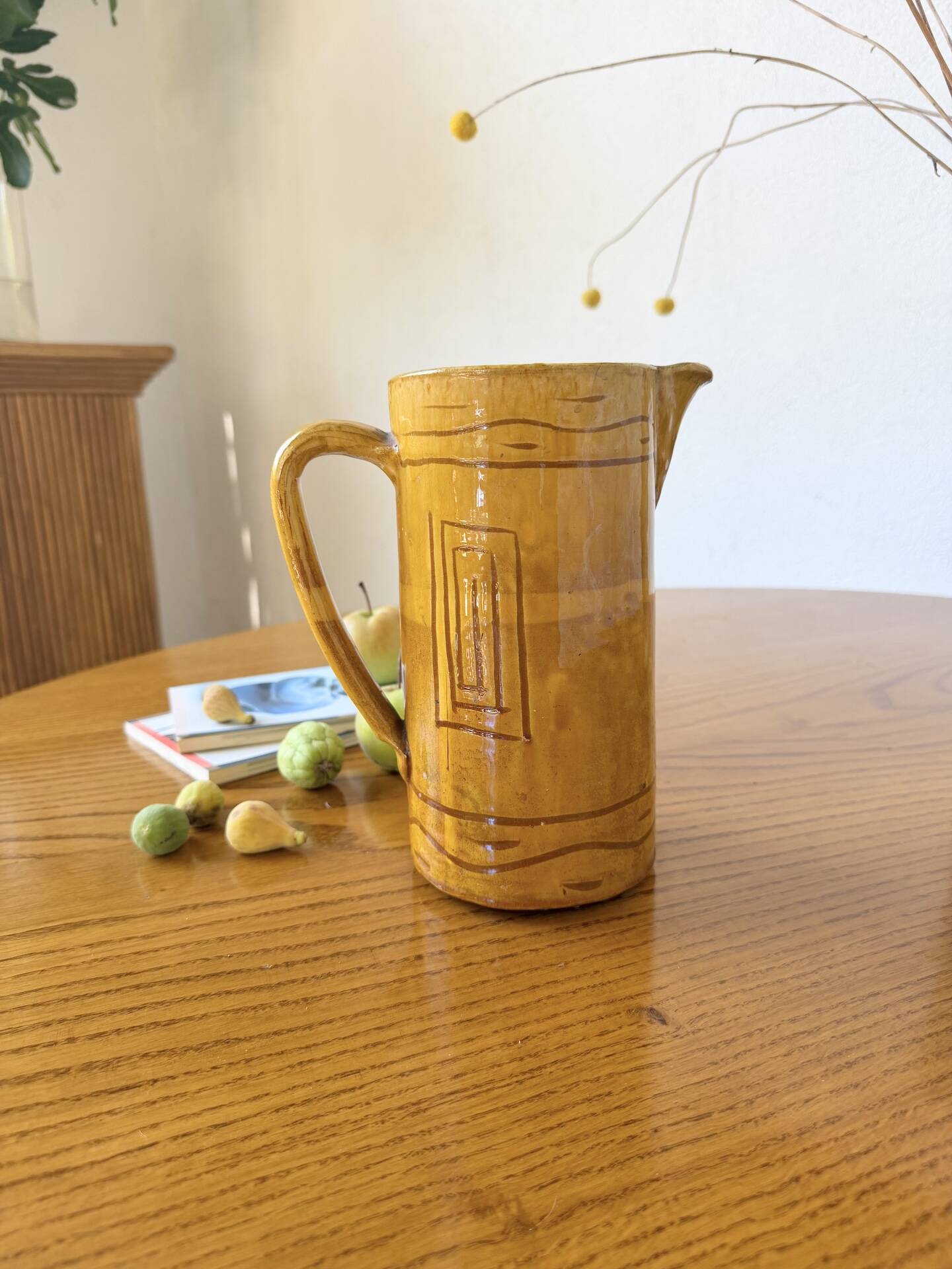 Vintage yellow glazed stoneware jug