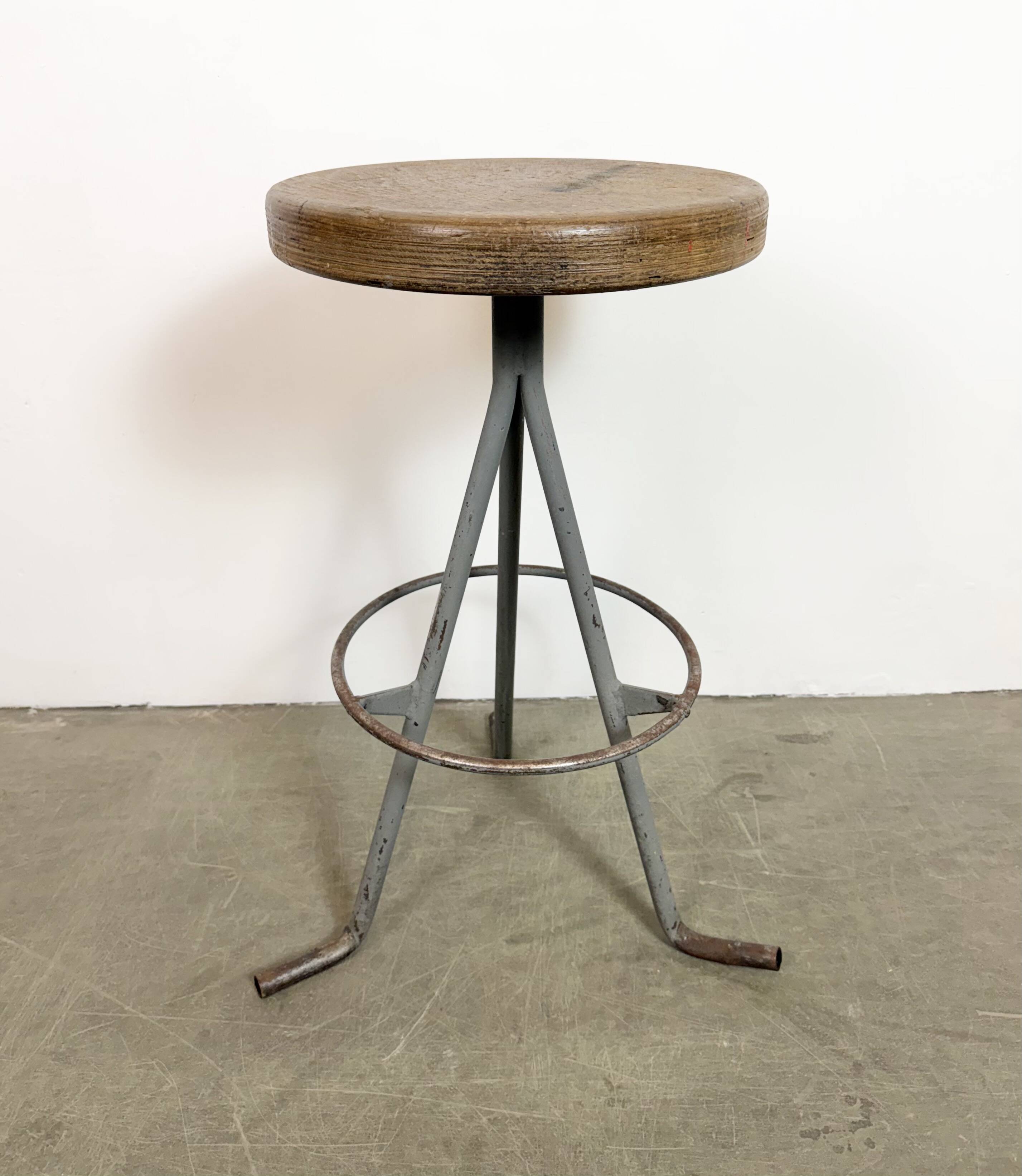 Grey Industrial Workshop Stool, 1960s