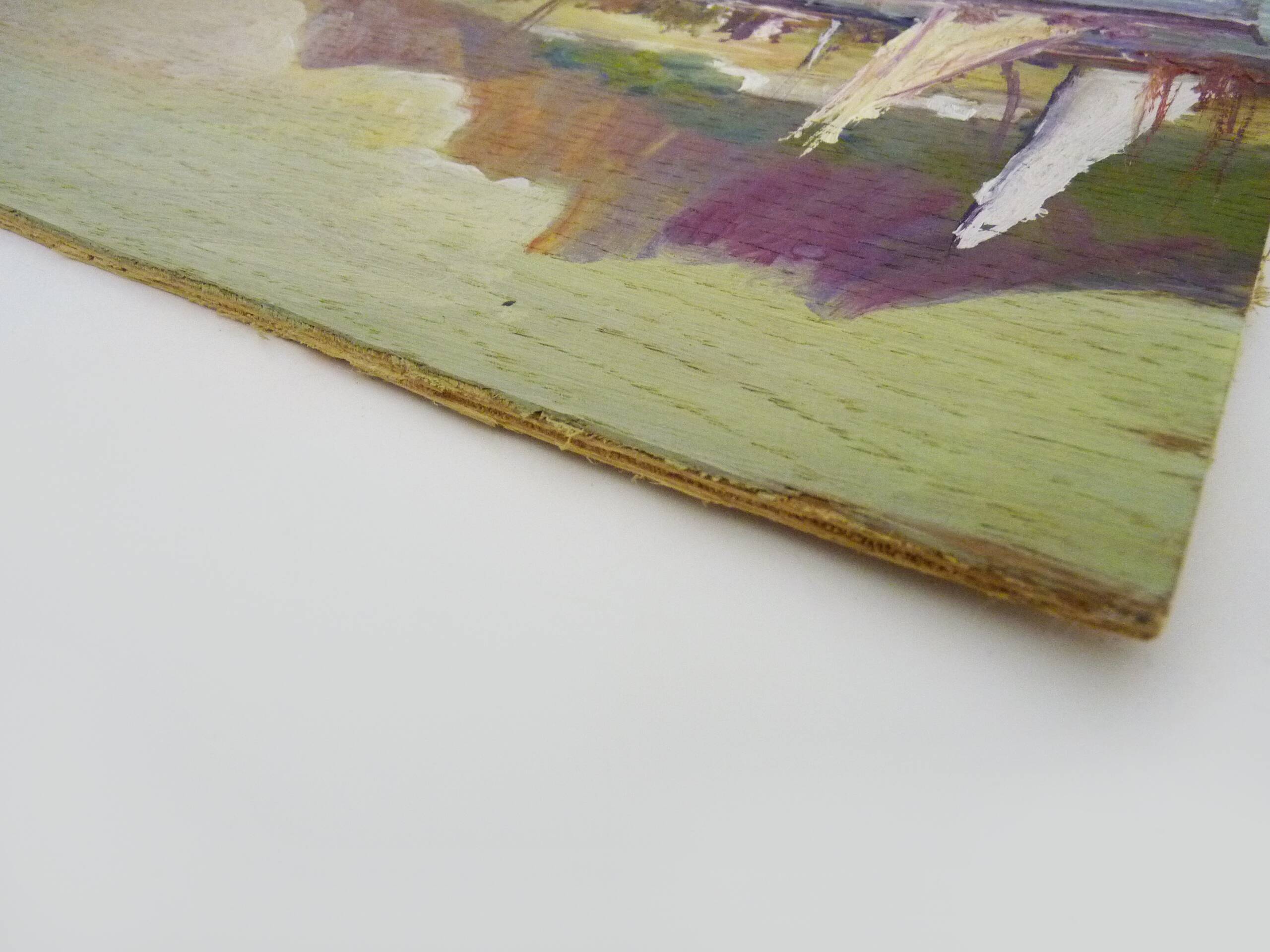 Oil on wood by Riccardo Capone fishermen Italy 50s 60s