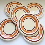 Set of 6 Vintage Earthenware Dessert Plates