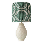 Art Deco table lamp by Charles Catteau for Boch Frères "Pineapple" with new Ikat silk shade.