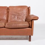 Canapé Wing en cuir cognac moderne danois des années 1970