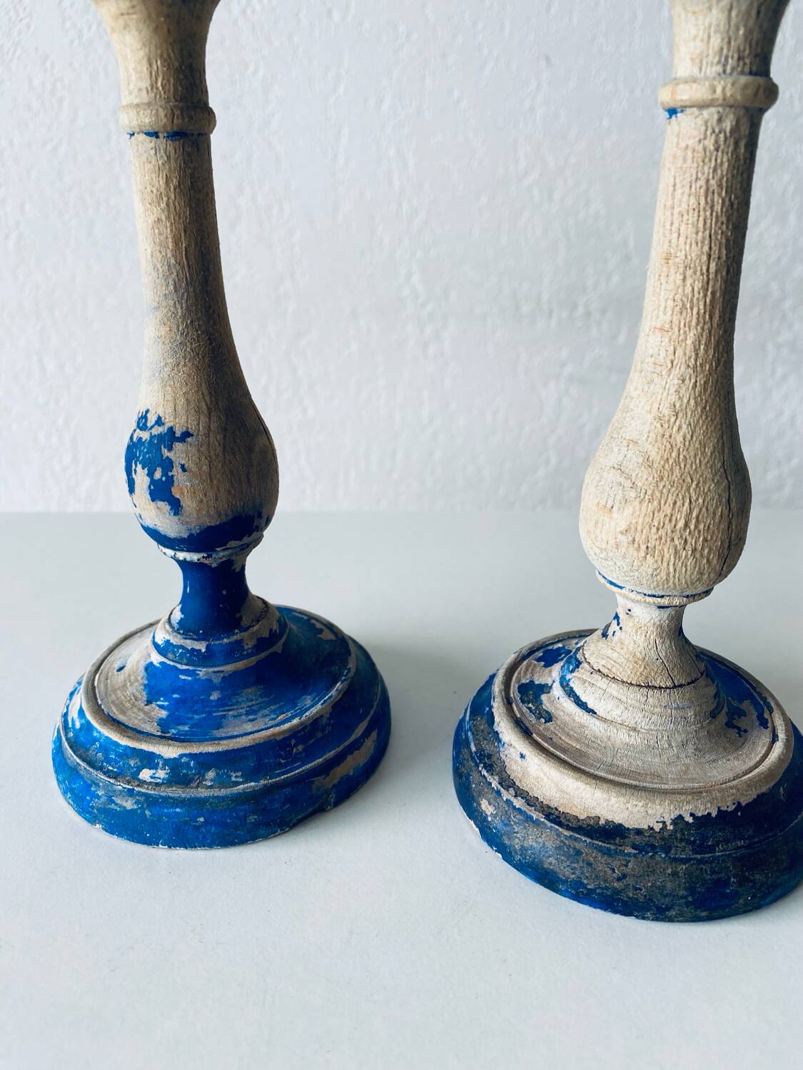 Pair of old patinated candlesticks