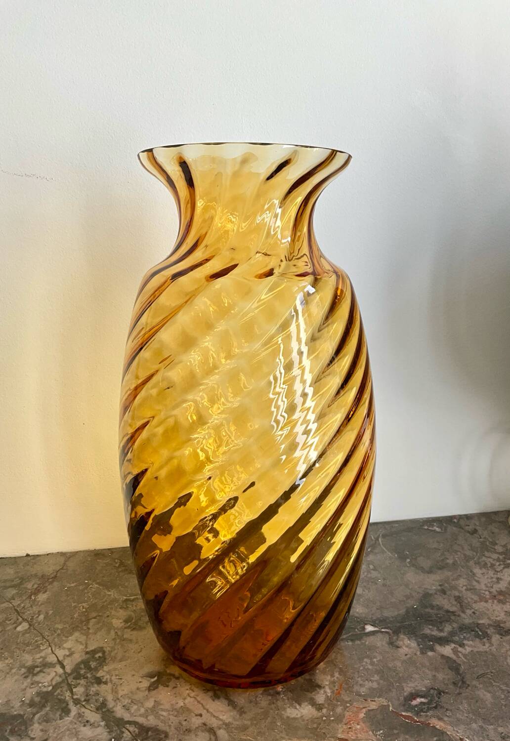 Amber blown glass vase