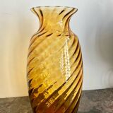 Amber blown glass vase