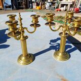Pair of 3 Branch Brass Candelabra