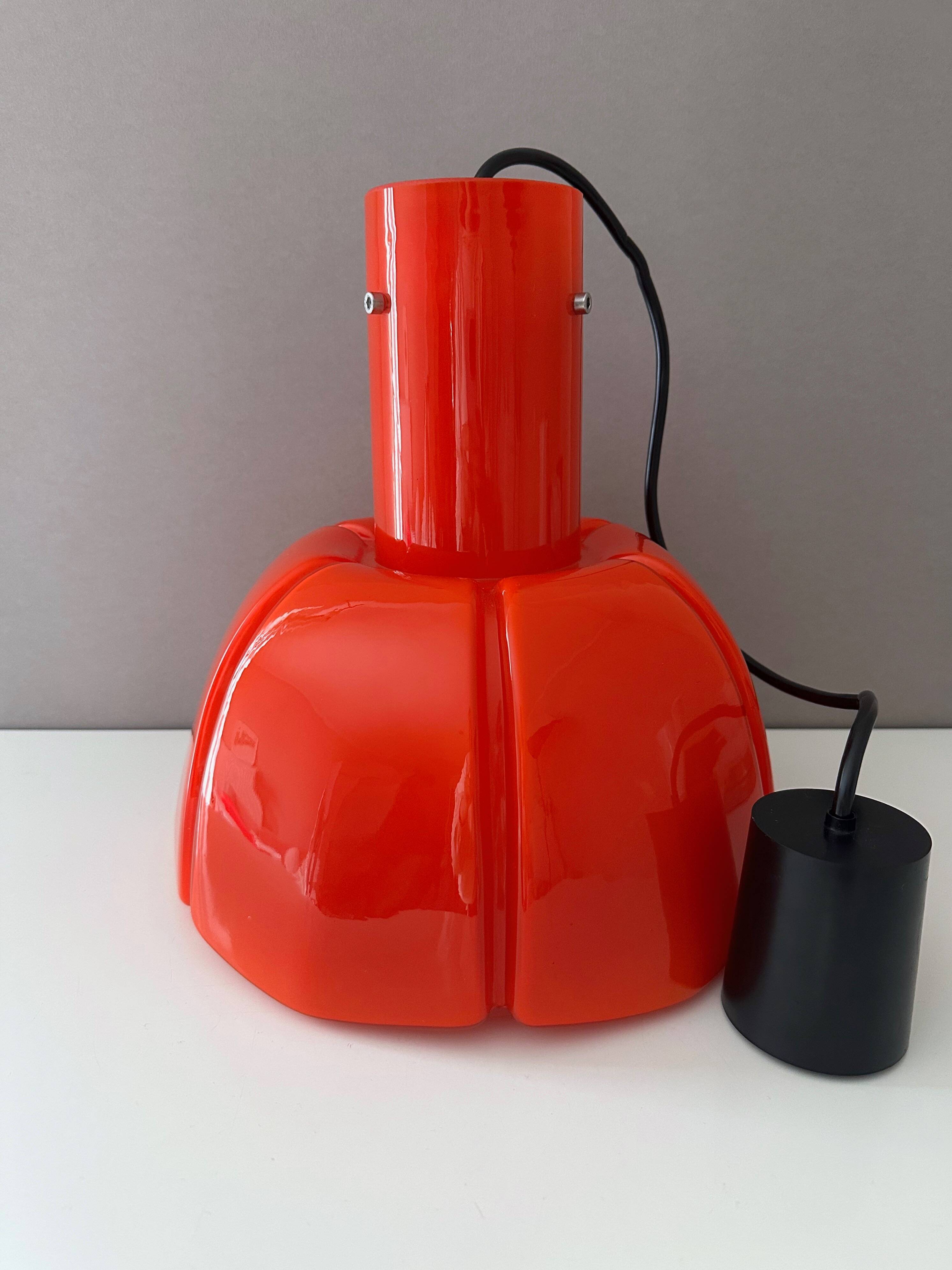 Pendant lamp Glashütte Limburg orange, Mid Century