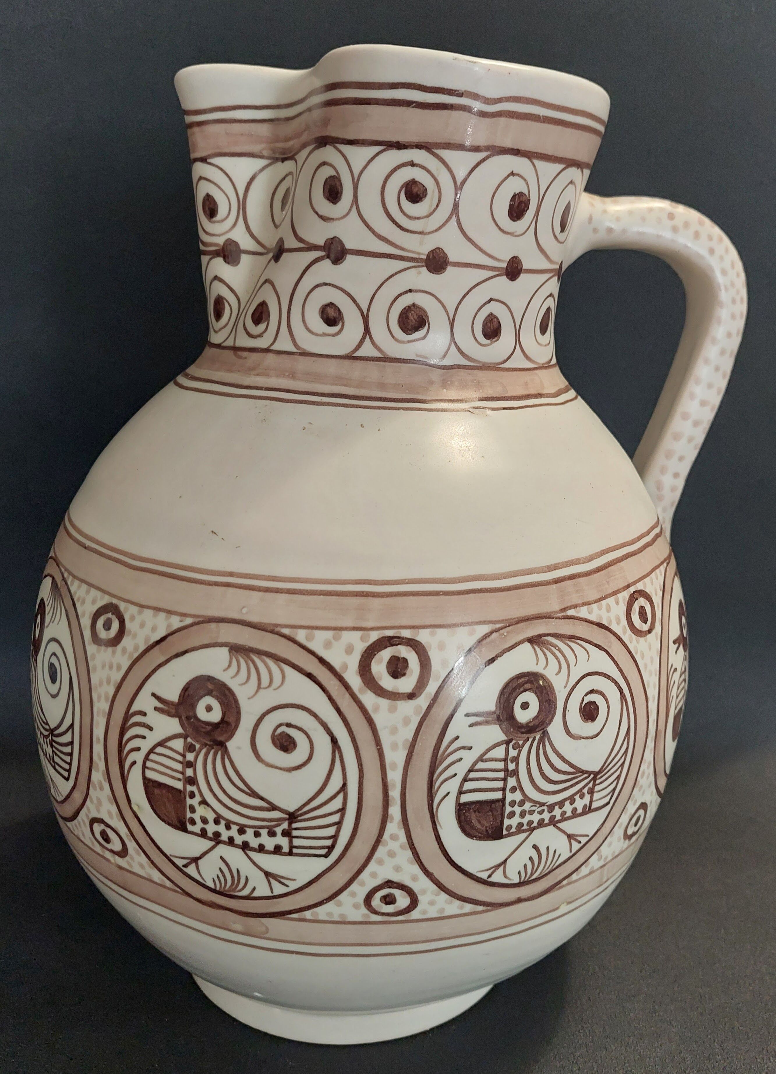 Vintage Talavera ceramic jug vase 20th century