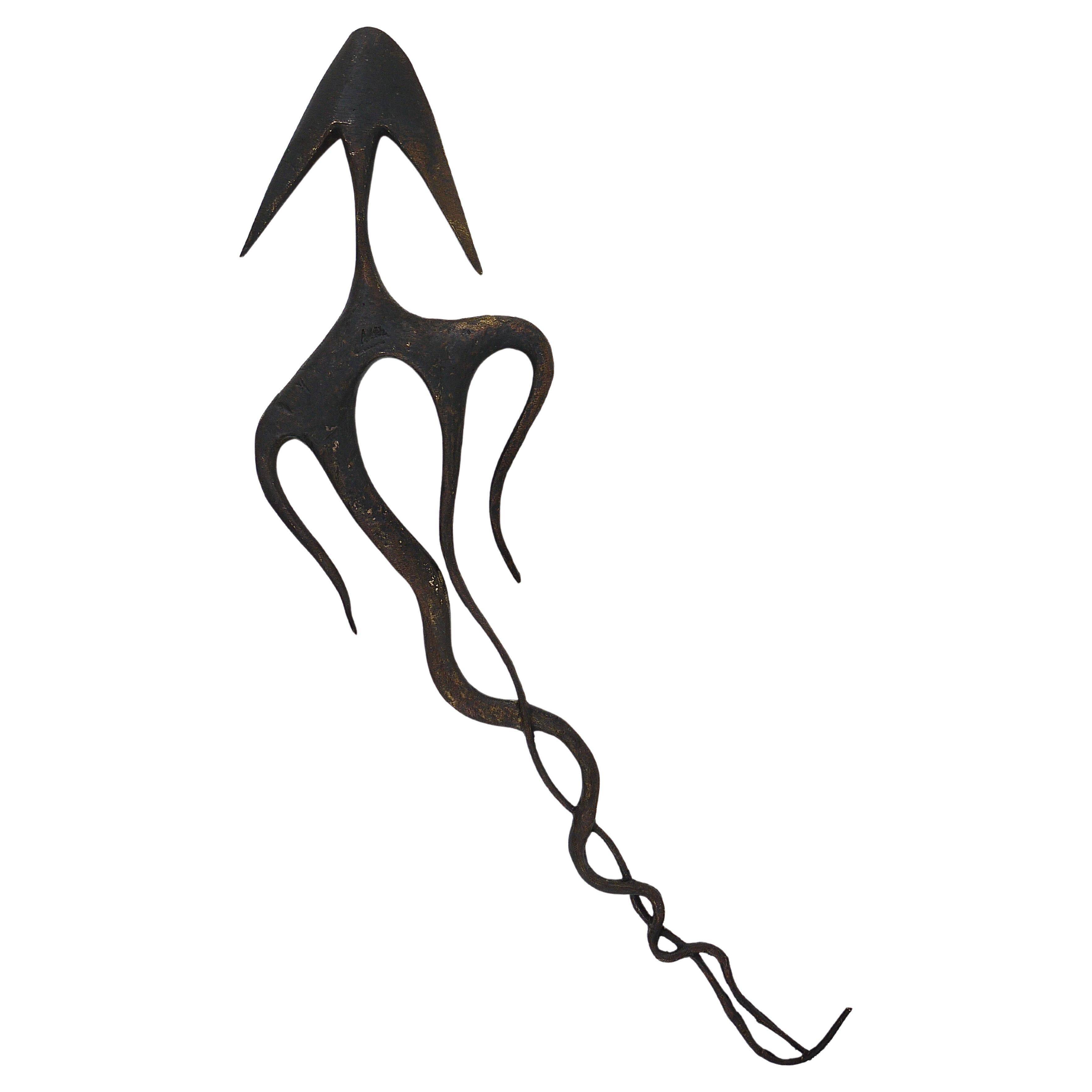 Carl Auböck Wall Sculpture Handmade Napoleon #4271, Brass, Austria