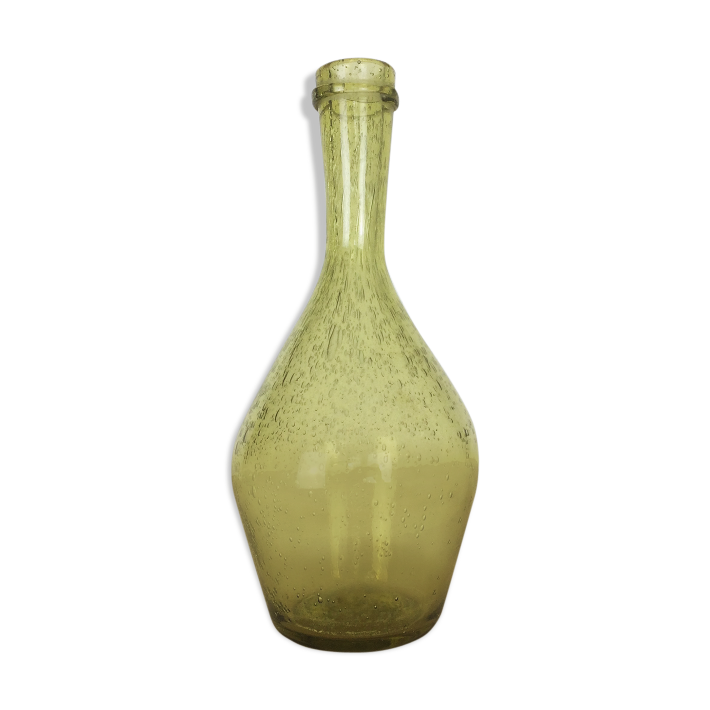 Green bubbled glass vase