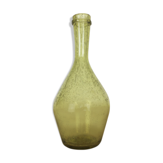 Green bubbled glass vase