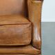 Cognac-Colored Sheepskin Leather Armchair with Straight Lines