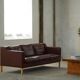 Stouby Møbelfabrik, 3-seater mid-century style sofa in brown leather, made in the 1970s.