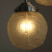 french art deco light in chrome with 3 floral opaque glass shades